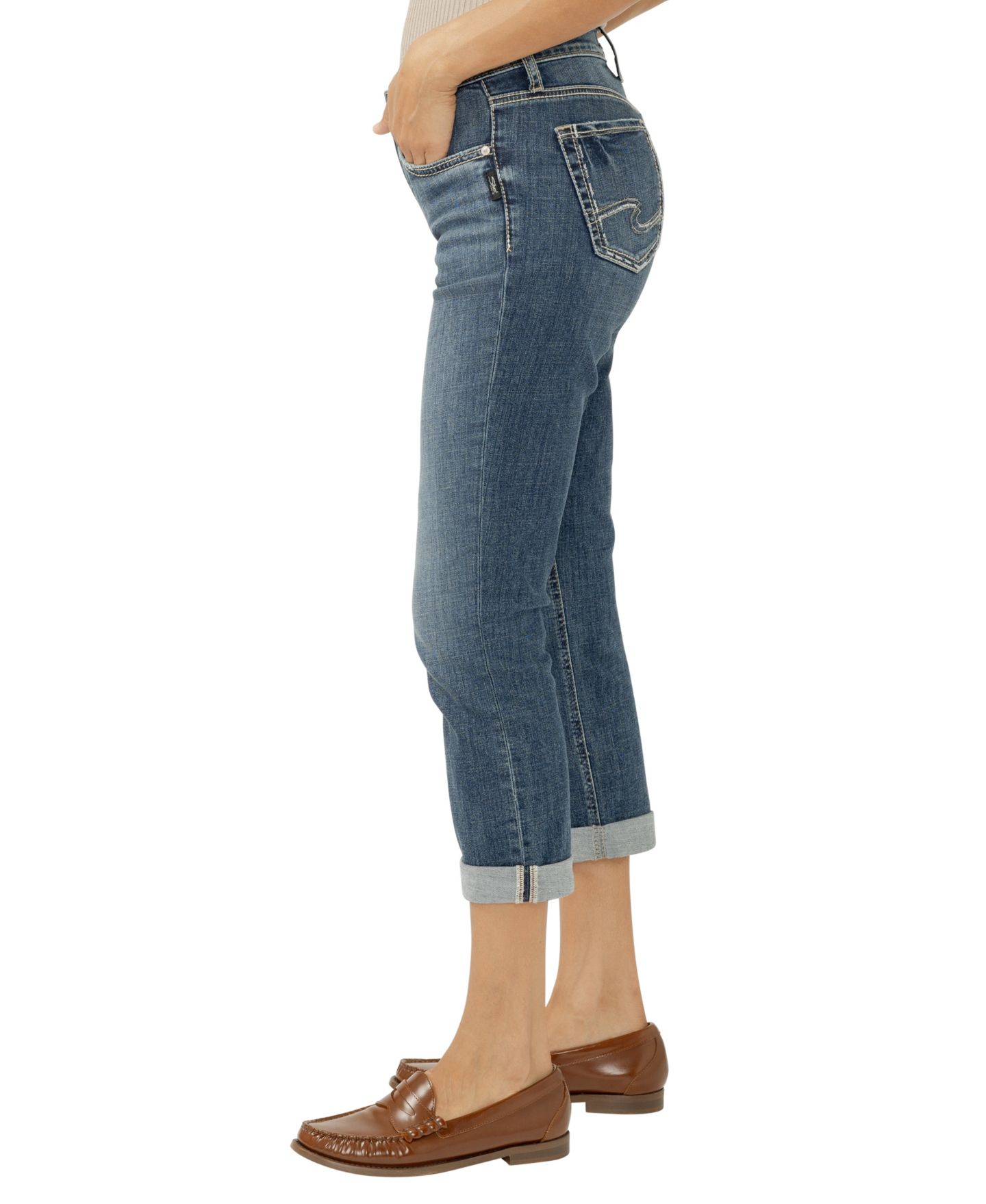 Женские джинсы Silver Jeans Co. Elyse Mid-Rise Luxe Stretch Capri, цвет: Beverly — фото 2
