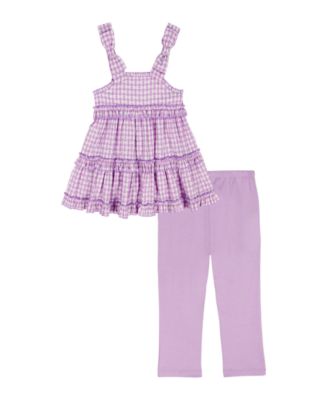 Girls' 2T-6X Plaid Ruffled Tunic and Capri Leggings, 2-Piece Set