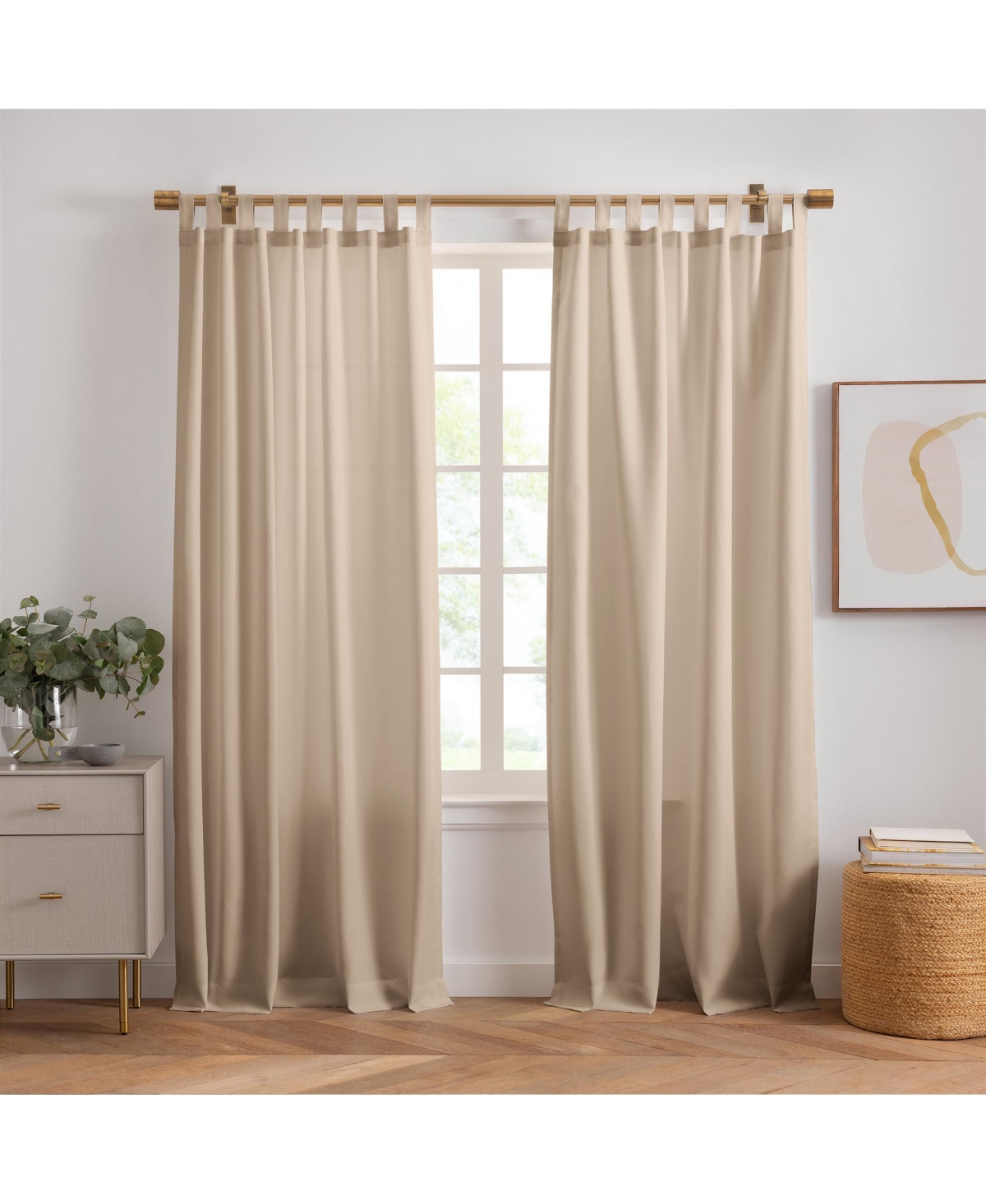 Elrene Home Fashions Matine Solid Tab Top Indoor Outdoor Window Curtain