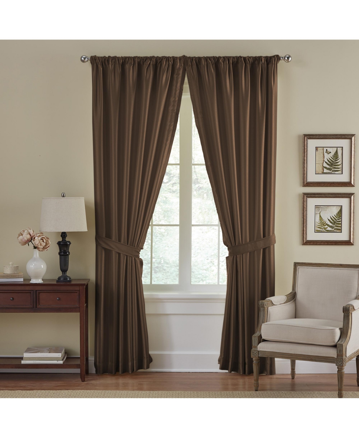 Elrene Home Fashions Versailles Faux Silk Blackout Window Curtain