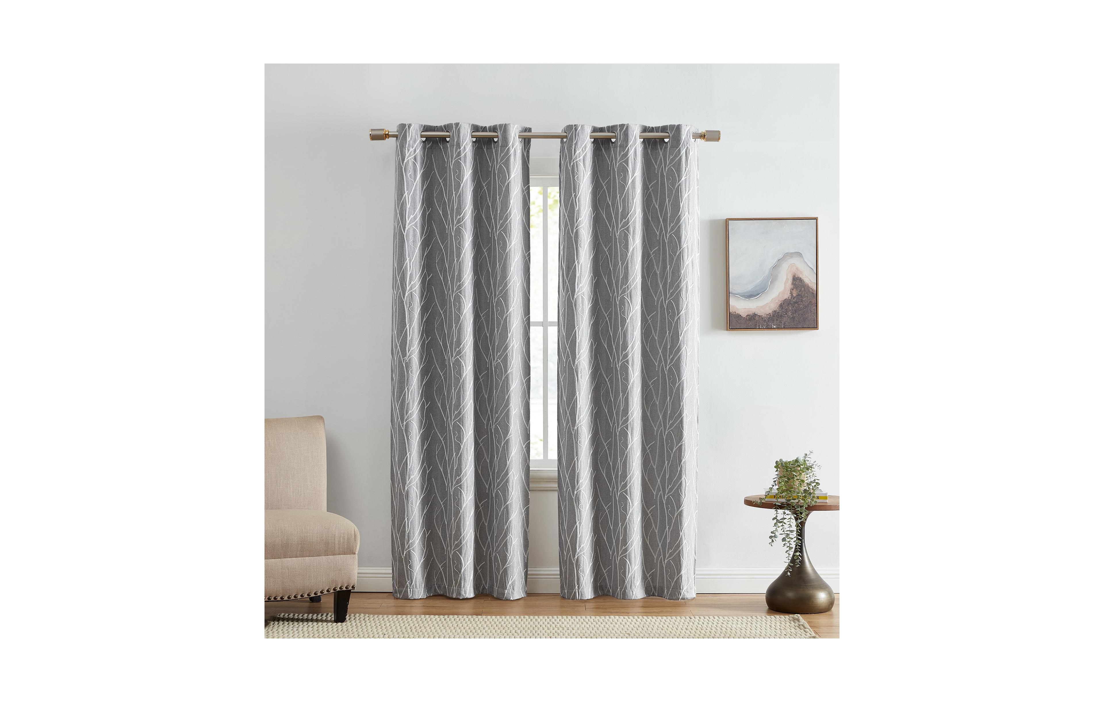 Elrene Home Fashions Sterling Branch Motif Embroidered Blackout Window Curtain Panel