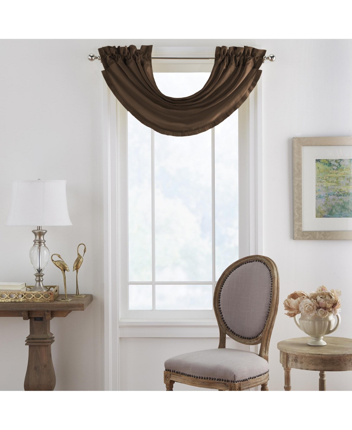 Elrene Home Fashions Versailles Faux Silk Waterfall Window Valance
