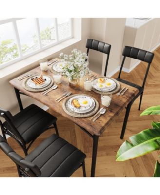 “5 Piece Dining Set for 4 with Rectangular Table & Upholstered Chairs for Kitchen or Apartment”