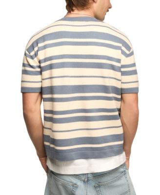 Men's Textured Stripe Boxy Sweater T-Shirt