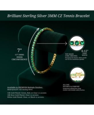 Sterling with Colored Cubic Zirconia Tennis Bracelet in Plated, Plated, Plated, or Plated