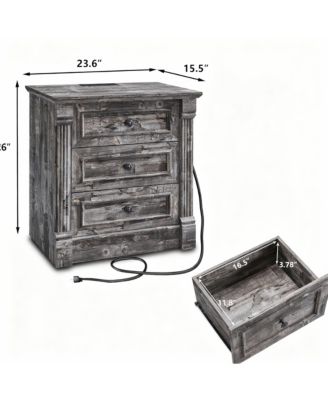 Farmhouse Nightstand with Charging Station and Roman Columns