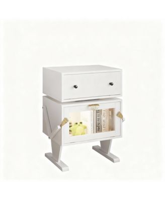 YGII LED Nightstand with 360° Rotating Drawer for Bedroom or Office