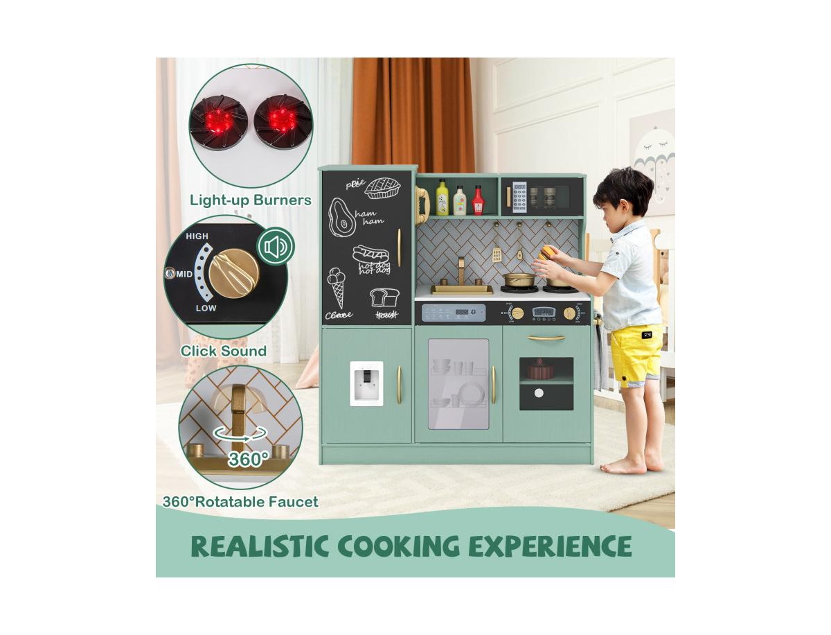 Slickblue Kids Toy Kitchen Playset with Utensils for Ages 3 and Up