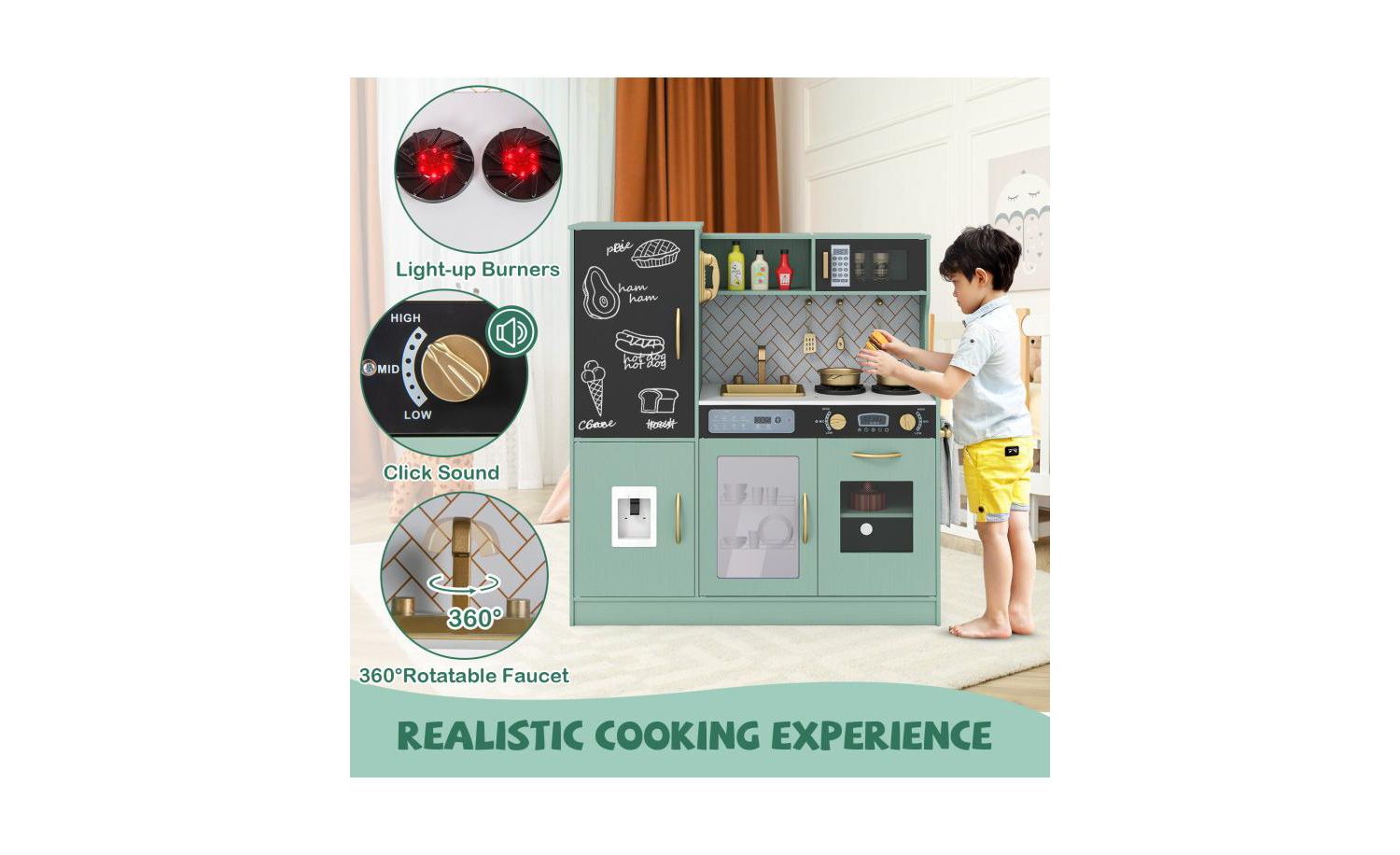 Kids Toy Kitchen Playset with Utensils, Ages 3+