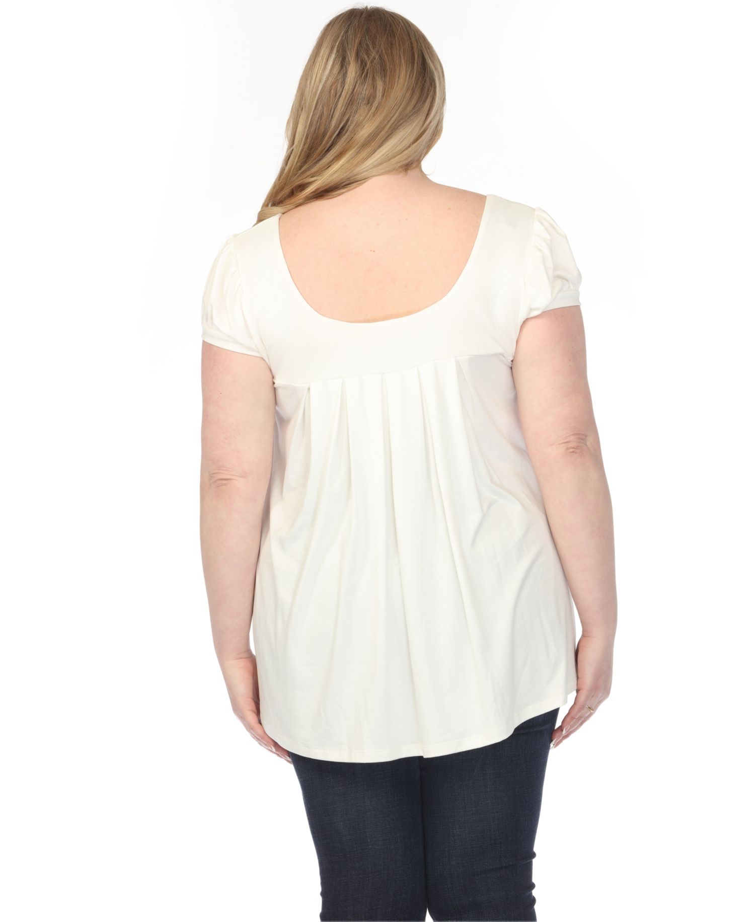 Plus Size Cap-Sleeve Pleated Top