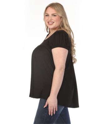 Plus Size Cap-Sleeve Pleated Top