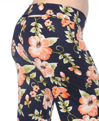 Plus Size High-Waist Floral Wide-Leg Pants