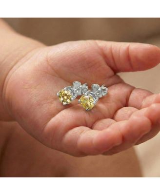 Dainty Sterling Silver 4MM Showpiece Solitaire Stud Earrings