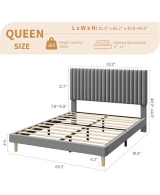 Wooden Platform Bed Frame with Storage Headboard & Raised Footboard, No Box Spring Needed
