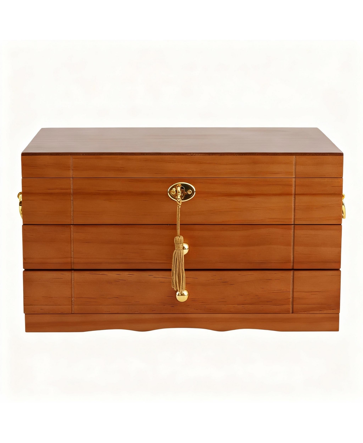 Yigii Wooden Jewelry Box with 2 Drawers, Lock & Key, Multiple Compartments