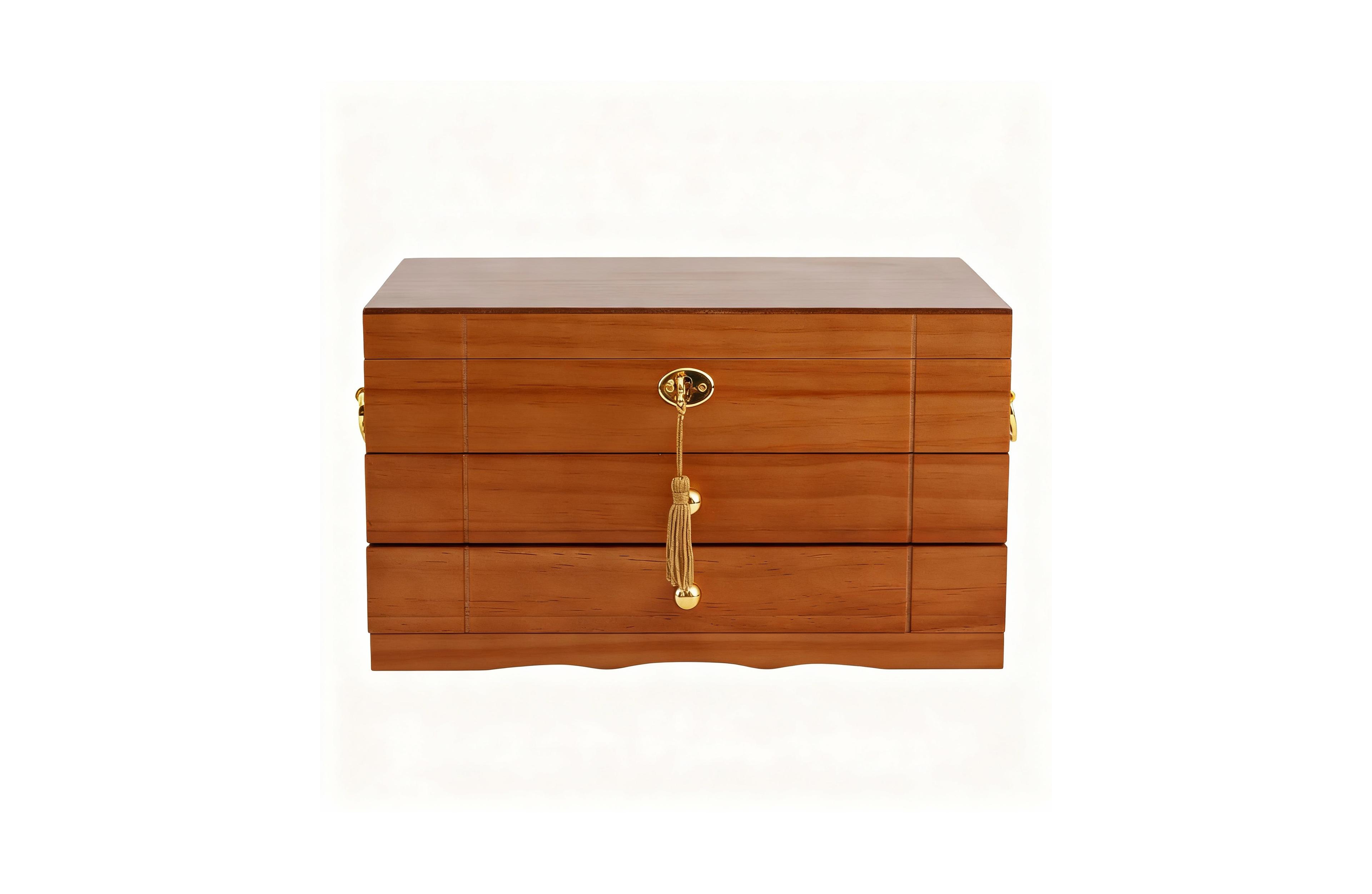 Yigii Wooden Jewelry Box with 2 Drawers, Lock & Key, Multiple Compartments