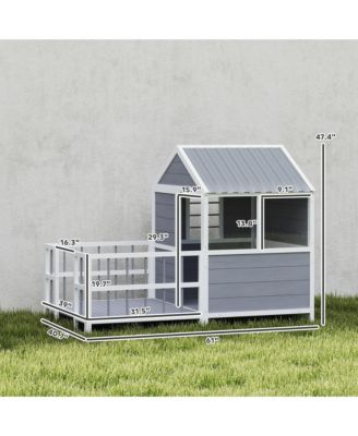 Dog House Outdoor, 61"L Wooden Dog Shelter with Porch