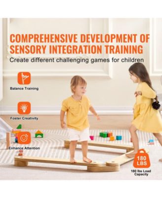 3-Piece Wooden Balance Beam Stepping Stones for Toddler Motor Skills Development