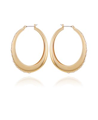Glass Stone & Imitation Pearl Hoop Earrings
