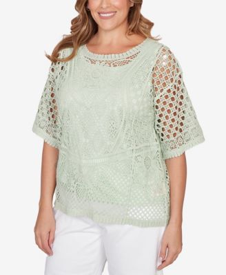 Plus Size Chemical Lace Pullover Sweater