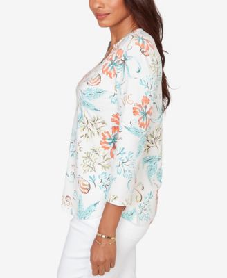 Plus Size Embellished Oceania Floral Knit Top