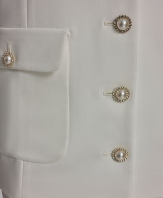 Women's V-Neck Woven Vest with Embellished Buttons