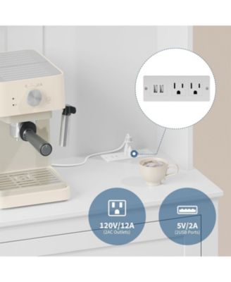 63" Pantry Cabinet, Kitchen Storage with Charging Station, Coffee Bar Table with Drawer, Hooks & Adjustable Shelves for Living Room