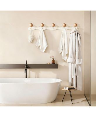 Heavy Duty Metal & Wood Coat Hooks Wall Mount, 6-Tri Hooks, Adhesive & Screw In-2pack