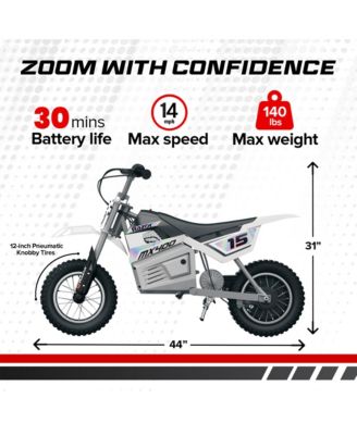 MX400 Dirt Rocket Electric Motocross Motorcycle Bikes, 1 White & 1 Green