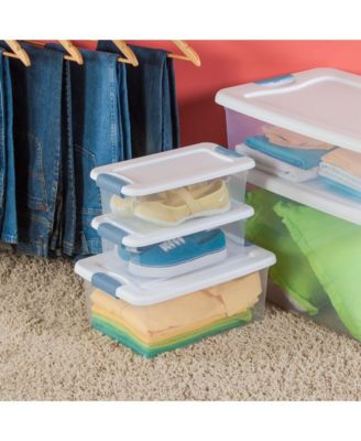 Sterilite Clear Plastic 6 Quart Storage Box Container with Latching Lid, 24 Pack