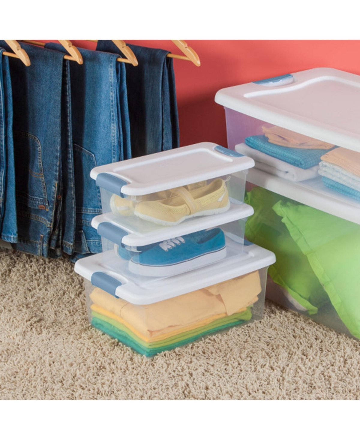 Sterilite Clear Plastic 6 Quart Storage Box Container with Latching Lid, 24 Pack