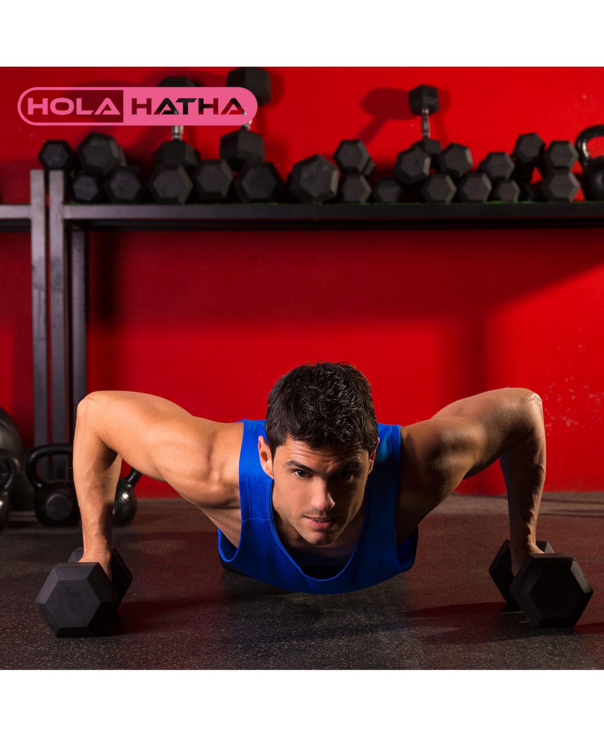 HolaHatha Iron Hexagonal Cast Exercise 25 lb Dumbbell Weights w/Contoured Grips