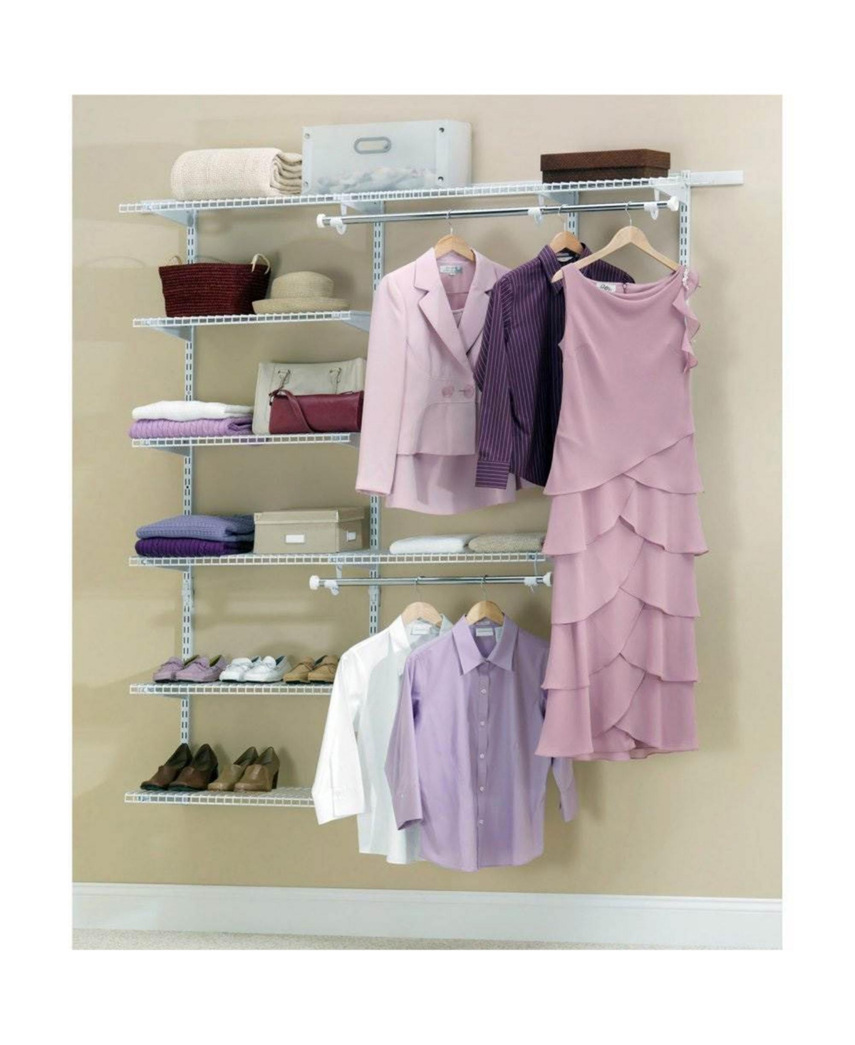 Rubbermaid Configurations 3-6 Feet Custom Diy Closet Organizer Deluxe Kit, White
