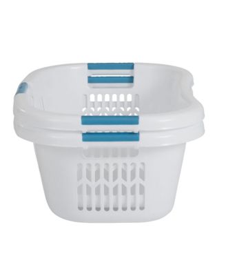 2.1-Bushel Small Hip-Hugger Plastic Laundry Basket, White (3-Pack)