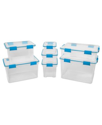 12 Qt Plastic Storage Bin Container Clear Gasket Sealed Box, (6 Pack)
