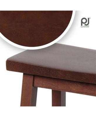 Classic Saddle Seat 29" Tall Kitchen Counter Stools, Walnut (Set of 4)