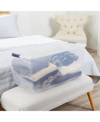 Cleverstore 95 Quart Clear Plastic Storage Container & Lid, (4 Pack