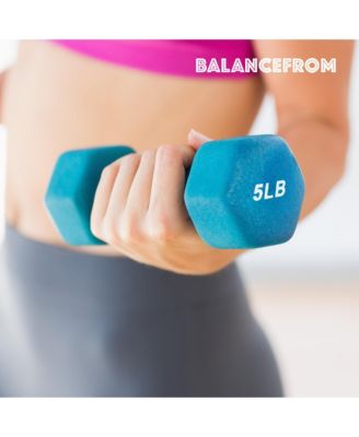 BalanceFrom Neoprene Dumbbells, 3 Pair Hand Weights Set with Stand, 32 Lb, Multi-Color