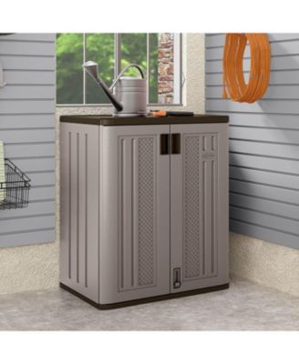 9 Cu Ft Heavy Duty Resin Garage Base Storage Cabinet, Platinum (2 Pack)