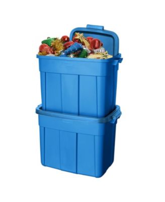 Roughneck Tote 18 Gallon Storage Container, Heritage Blue (6 Pack)