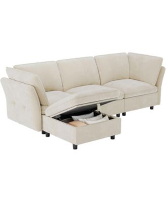 97" Sectional Couch for Living Room, Modern l-Shaped Modular Sectional Sofa, Cloud Couch with Storage Ottoman