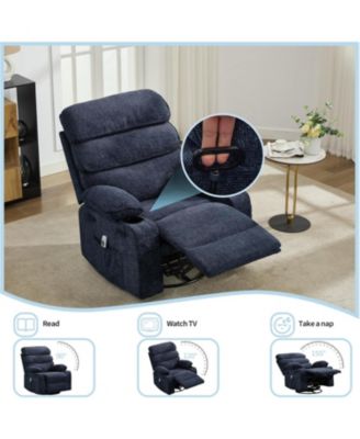 360°Swivel Rocker Recliner Chair for Adult,Massage and Heat Swivel Rocker Recliner Chair w/Adjustable Backrest and Footrest for Adult