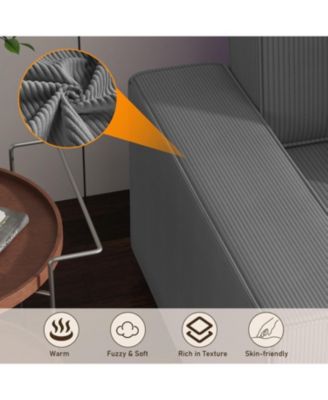 Corduroy Stripe 96 Inch Large Couch, Modern L Shaped Oversized Sectional Sofa with Deep Seat, Comfy Modular Couch