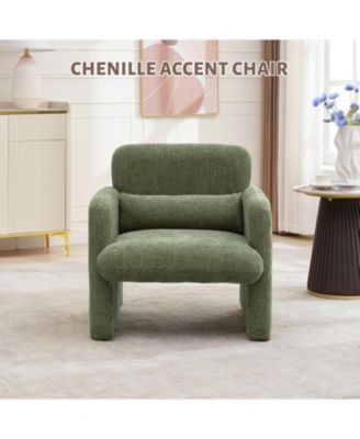 Accent Chair with Arms, Modern Chenille Fabric Living Room Chair