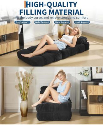 Folding Sofa Bed,Convertible Sleeper Chair with Pillows & Portable Fold Out Chair Bed Boneless Couch,Sofa Lounge for Living Room