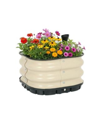 Galvanized Raised Garden Bed 16.5'' Self-Watering Planter Box with Drainage Plug and Water Reservoir for Indoor & Outdoor Gardening