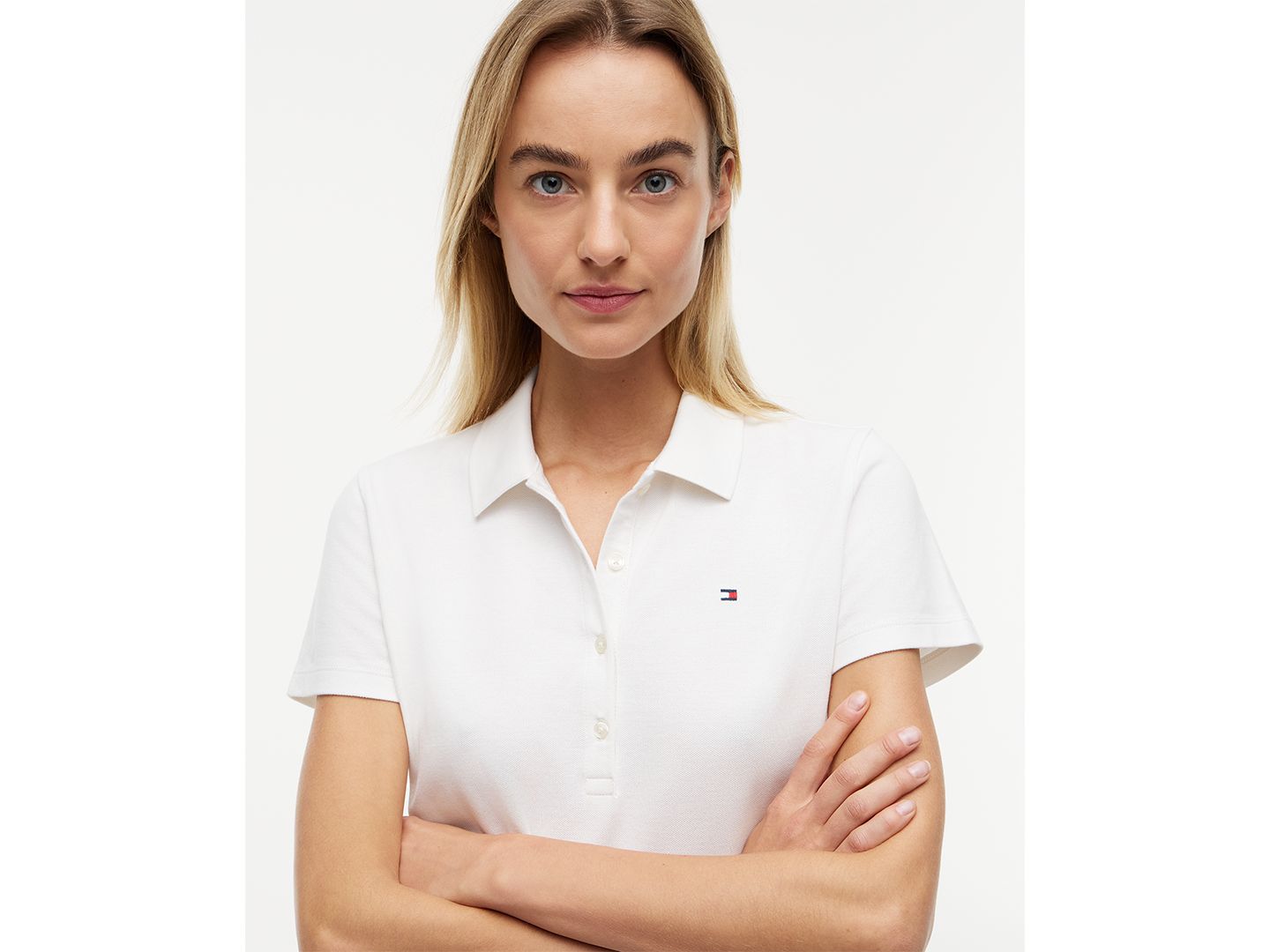 Женская футболка Tommy Hilfiger Classic Pique Short-Sleeve Polo T-Shirt, цвет: Чёрный — фото 7
