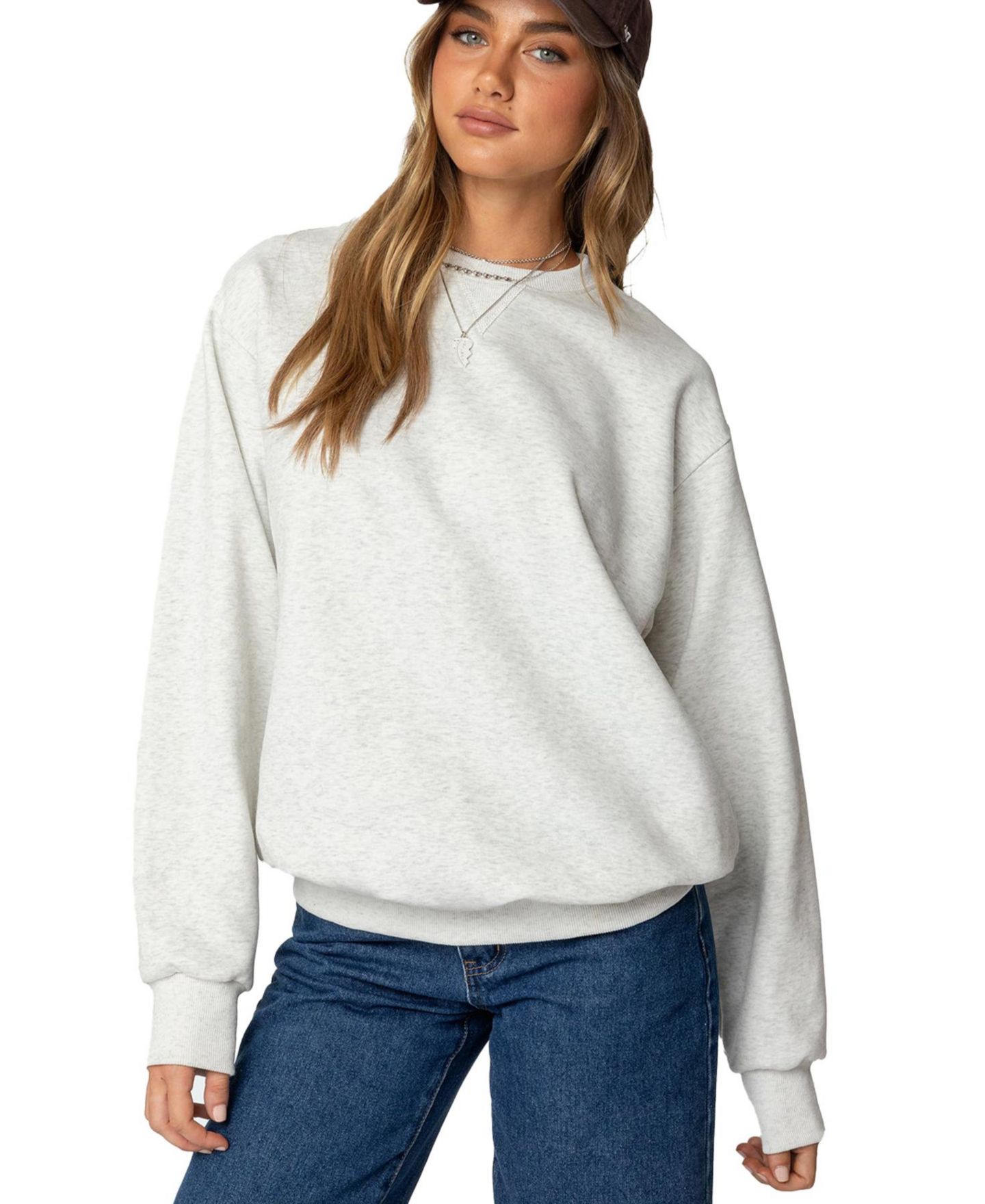Женская толстовка Edikted Laurey Oversized Sweatshirt, цвет: Серый меланжевый — фото 1