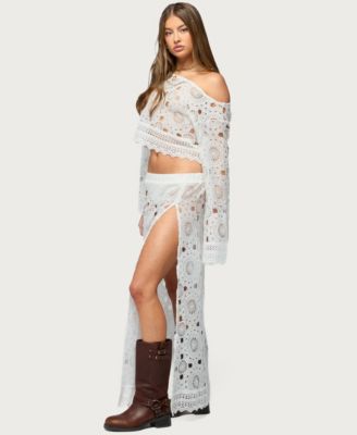 Women's Milana Slit Sheer Lace Maxi Skirt