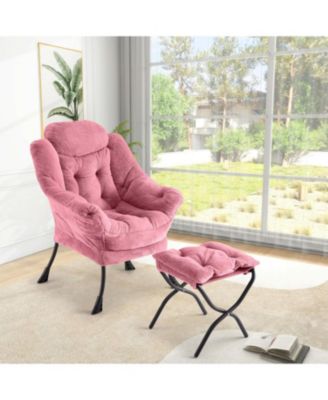 Lazy Chair with Ottoman, Modern Lounge Accent Chair,Leisure Sofa Armchair with Footrest,Reading Armchair with Side Pocket for Living Room